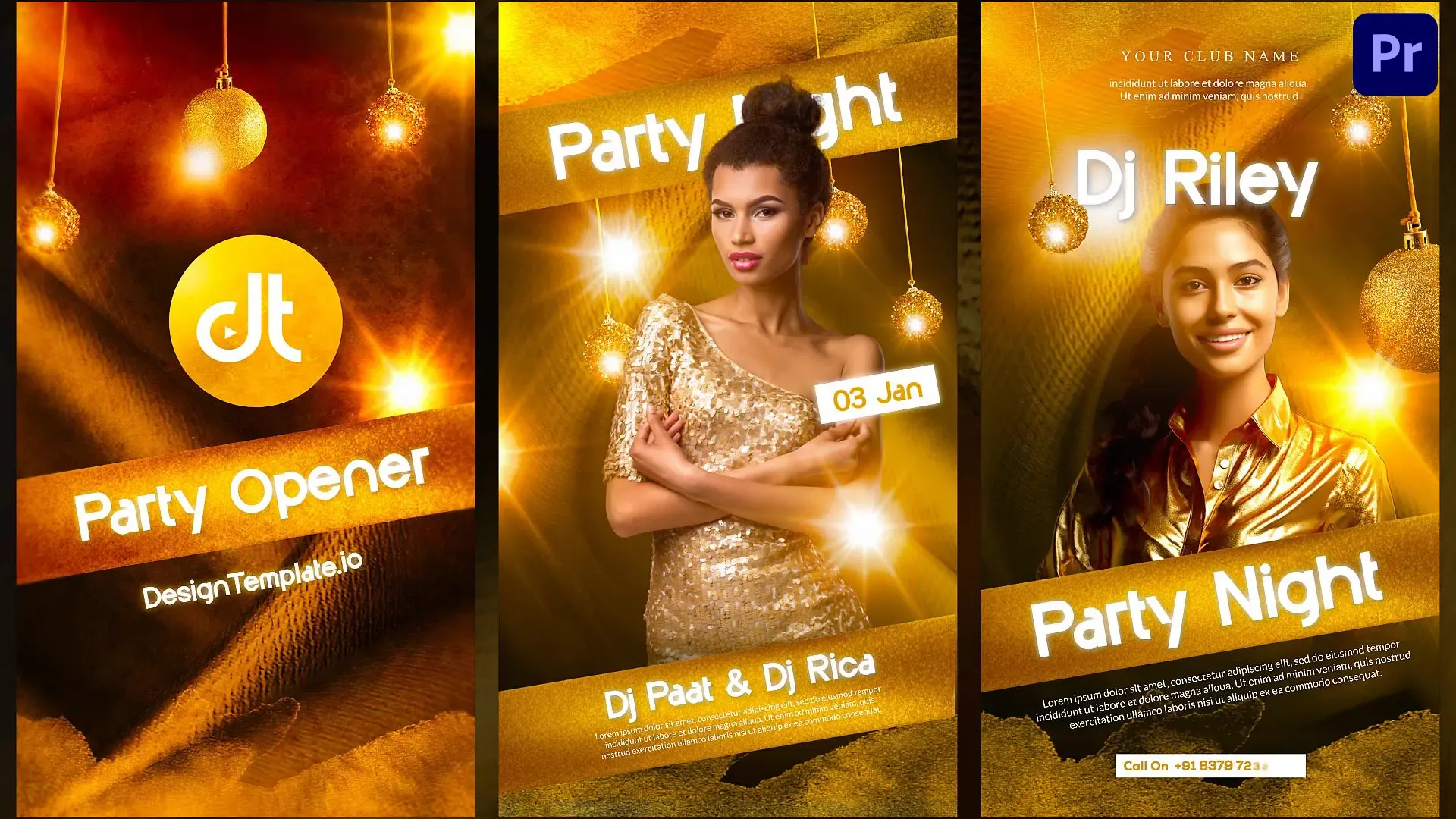 DJ Party Flyer Design Golden Instagram Story